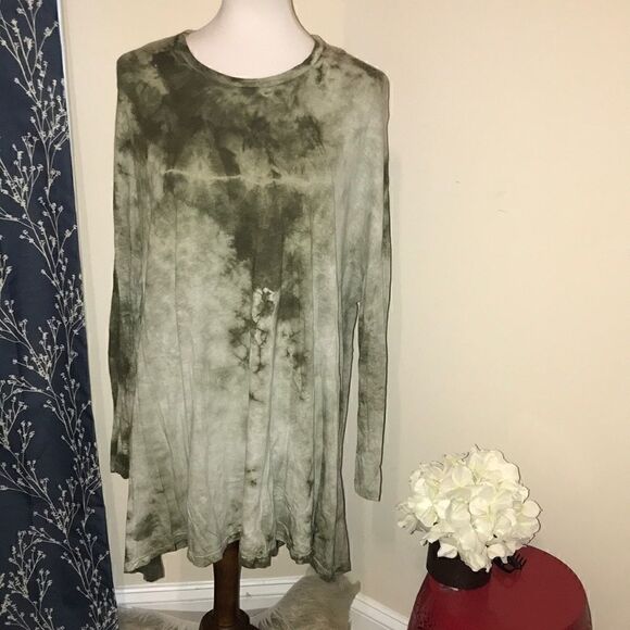 SMYM Mumu Mellow Will Tunic Dress Tie-Dye Green - Picture 2 of 10